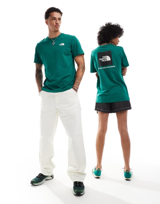 The North Face Redbox backprint t-shirt in dark green | ASOS