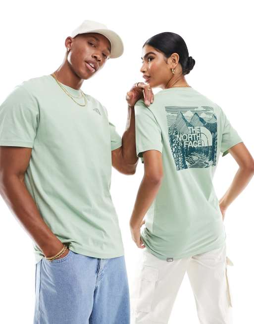 The North Face Redbox Celebration 2 back print t-shirt in sage green Exclusive at ASOS