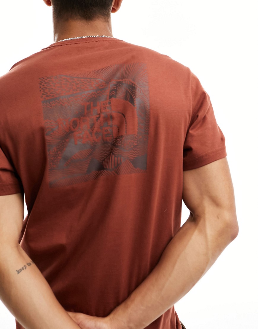 The North Face Redbox Celebration back print t-shirt in brown