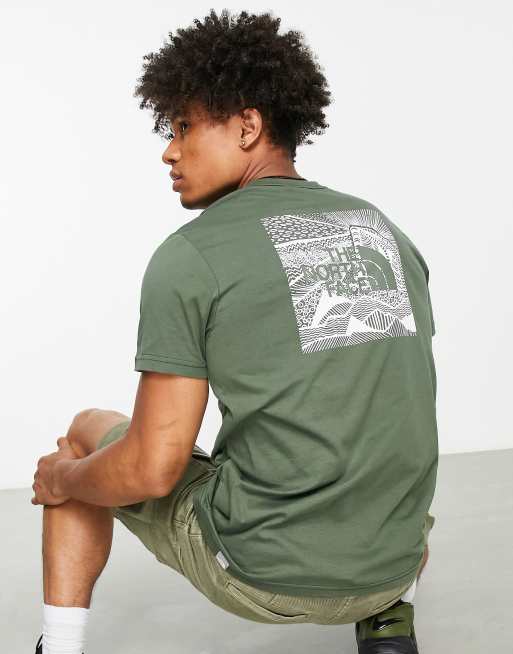 The North Face Redbox Celebration back print t-shirt in khaki