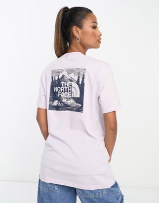 The North Face Redbox Celebration back print t-shirt in lilac Exclusive at ASOS