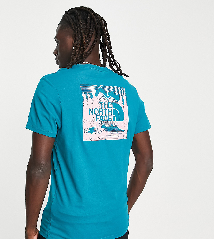 The North Face Redbox Celebration back print t-shirt in teal Exclusive at ASOS-Green