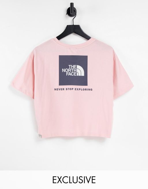 The North Face Redbox cropped t-shirt in pink/grey - Exclusive to ASOS