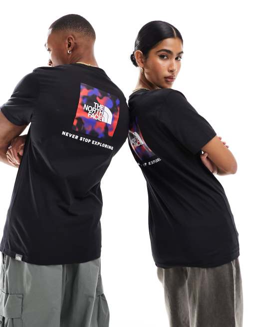 The North Face Redbox Hyper Marble back print t-shirt in black ...