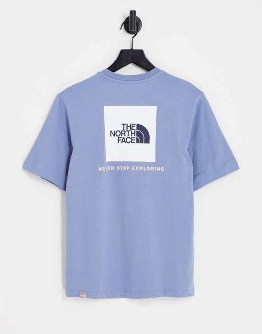 The North Face – Redbox – Niebieski T-shirt o luźnym kroju z nadrukiem na plecach – Tylko w ASOS