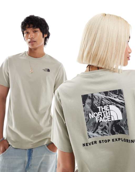 The North Face – Redbox – Szary T-shirt z grafiką na plecach