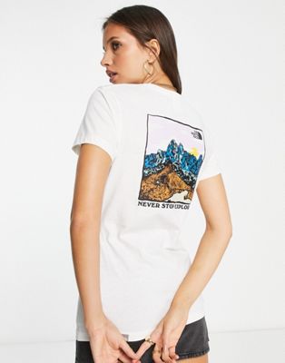 The North Face Regrind back print t-shirt in cream