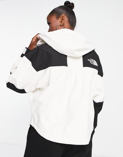 Black and white north face rain hot sale jacket