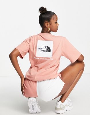 The North Face Relaxed redbox t-shirt in pink