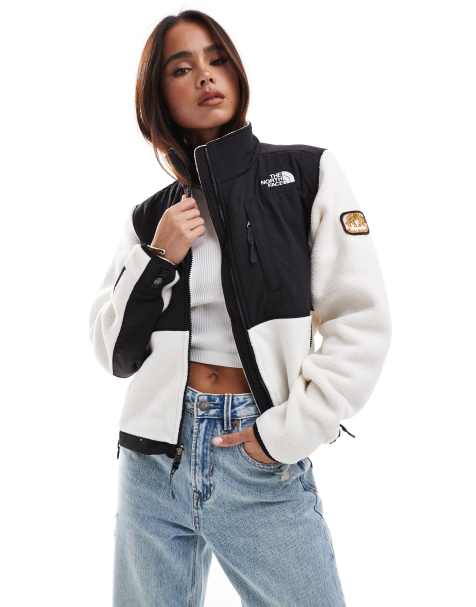The North Face – Retro Denali – Jacke aus schwerem Polarfleece in gebrochenem Weiß mit Tiger-Print - view 1