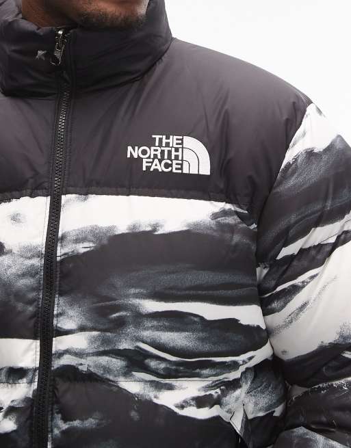 The North Face Retro Nuptse down puffer jacket in black and white print, 5 of 5