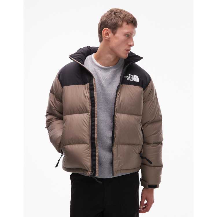 The North Face Retro Nuptse down puffer jacket in light brown | ASOS