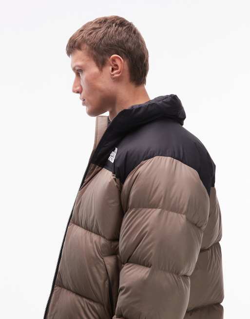 The North Face Retro Nuptse down puffer jacket in light brown | ASOS