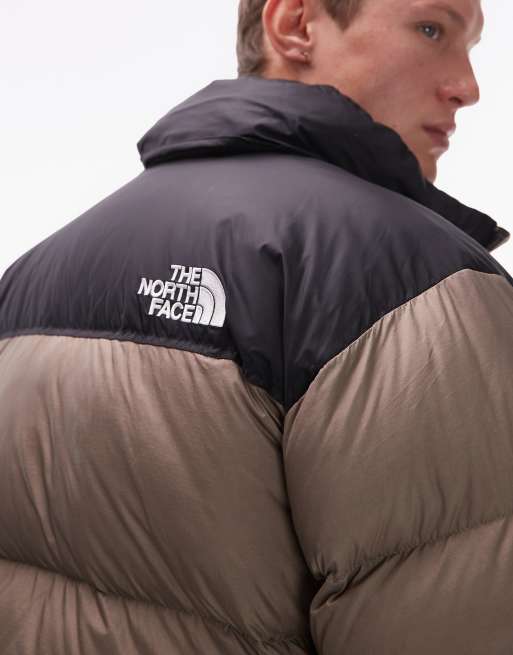 The North Face Retro Nuptse down puffer jacket in light brown | ASOS
