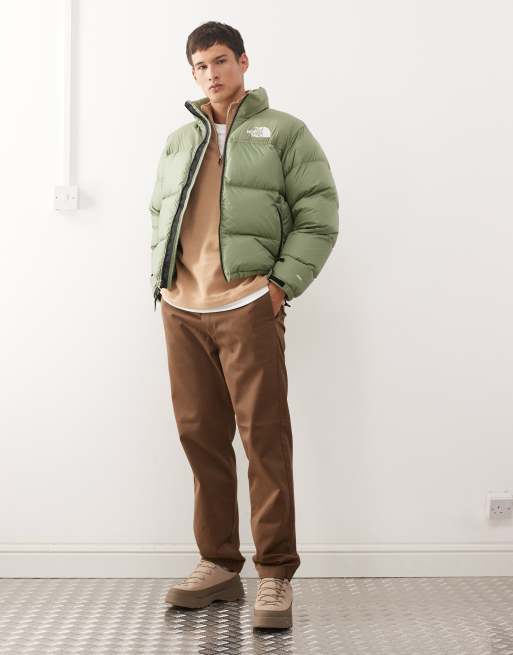 The North Face Retro Nuptse down puffer jacket in light green | ASOS