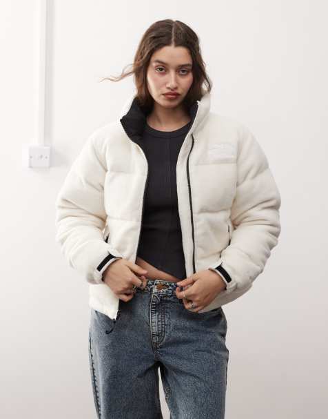 The North Face Retro Nuptse polar fleece puffer jacket in off white - view 1