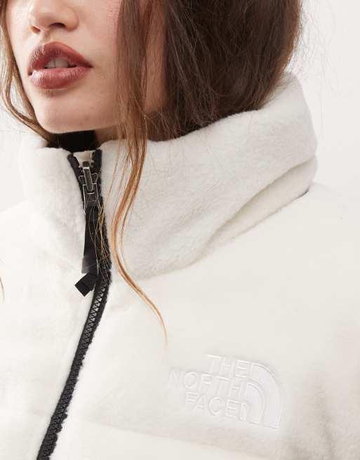 The North Face Retro Nuptse polar fleece puffer jacket in off