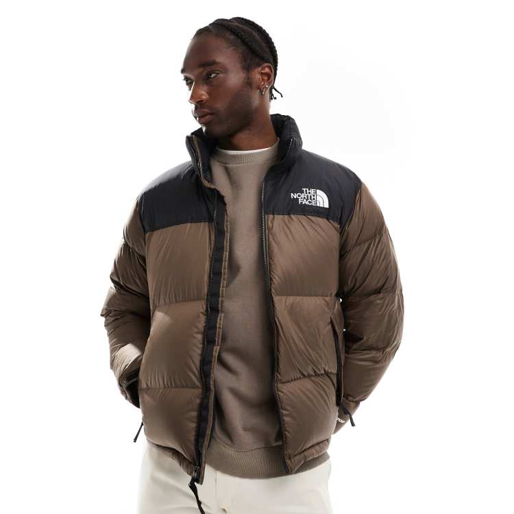 The North Face Retro Nuptse puffer jacket in brown ASOS