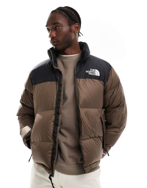 The North Face Retro Nuptse puffer jacket in brown ASOS