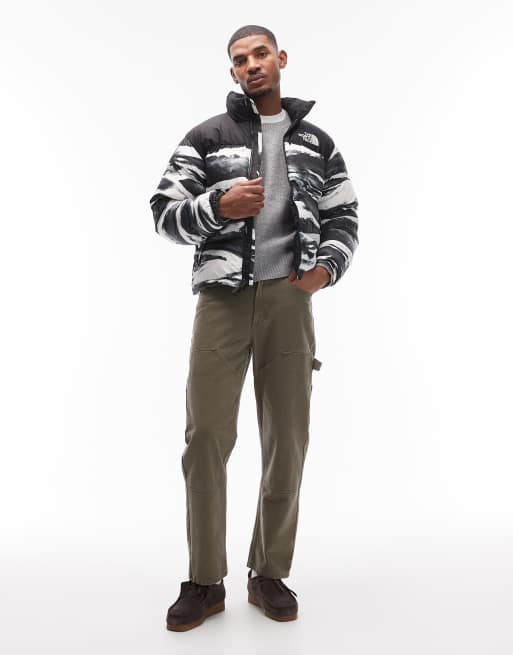The North Face – Retro Nuptse – Svart och vitmönstrad pufferjacka med dun, 2 av 5