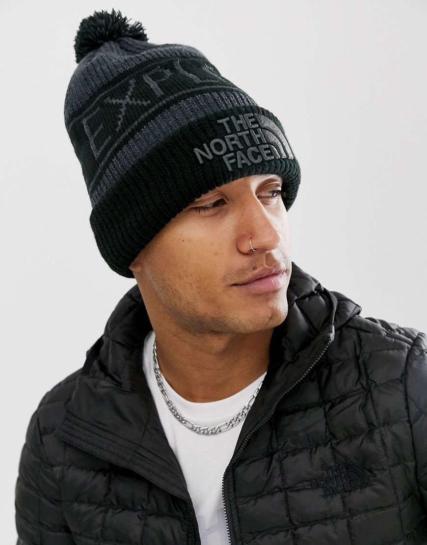 THE NORTH FACE RETRO POM BEANIE IN GRAY,NF0A3FMP