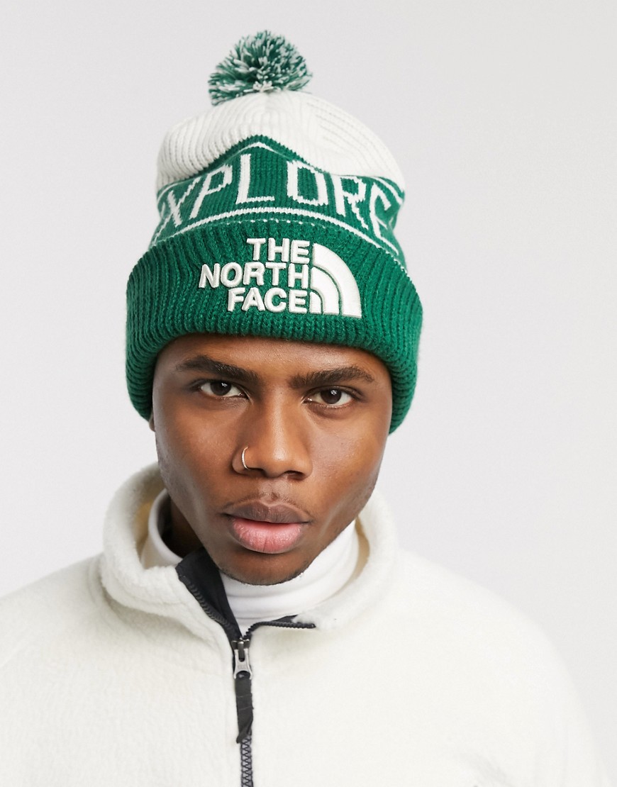 THE NORTH FACE RETRO POM BEANIE IN GREEN,NF0A3FMP