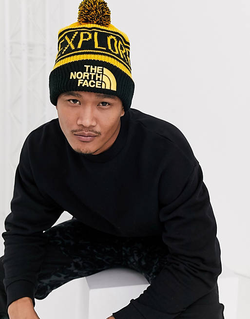 The North Face Retro Pom beanie in yellow