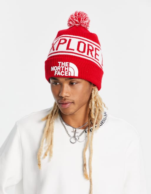 North face best sale red beanie hat