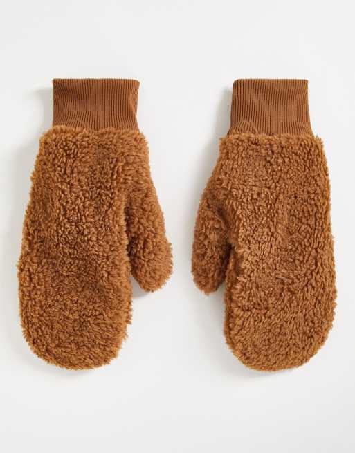 The North Face Ridge fleece mittens in brown ASOS