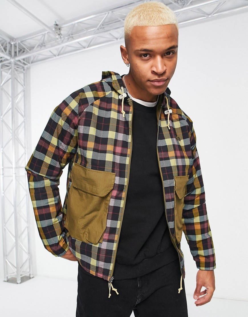 The North Face Ripstop Wind hooded jacket in plaid-Green