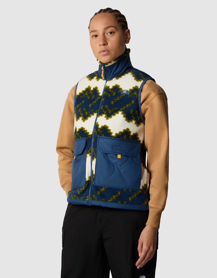 The North Face Royal arch gilet in shady blue mountain geo print