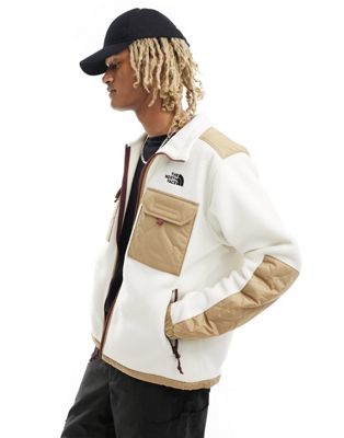 The North Face Royal Arch heavyweight quilted fleece in beige and off white