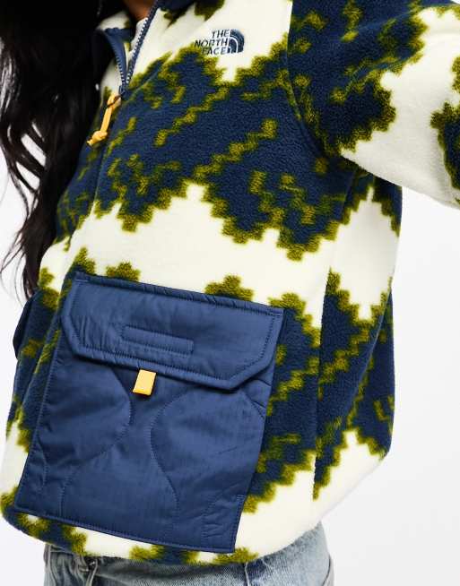 the north face quilted patchwork zip up sweater