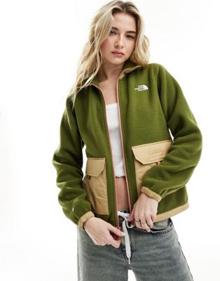 The North Face Cropped 1/4 Zip Sherpa Fleece In Khaki Exclusive At