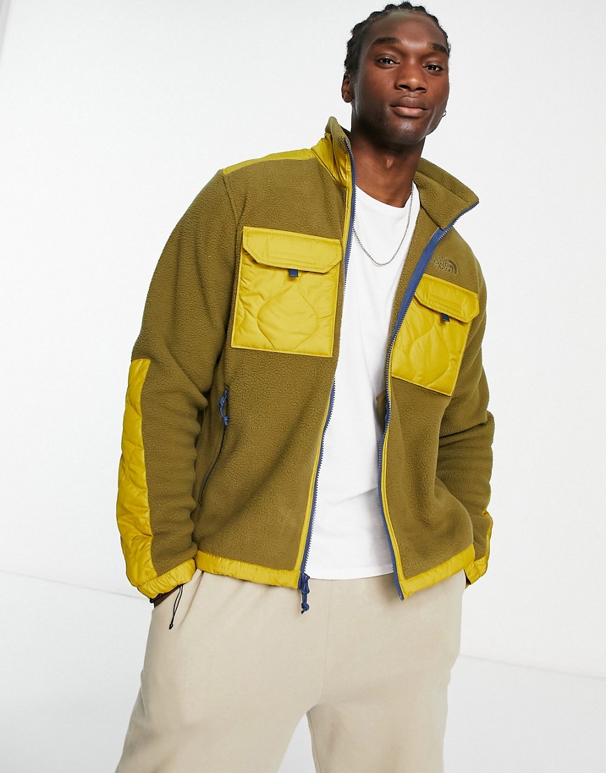 The North Face Royal Arch quilted zip up fleece in olive green