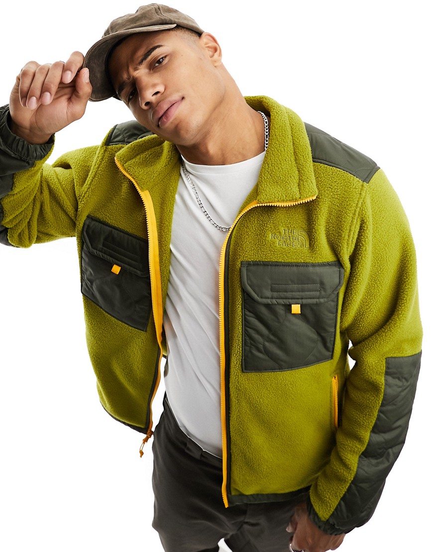 The North Face Royal Arch zip up quilted fleece jacket in khaki and green
