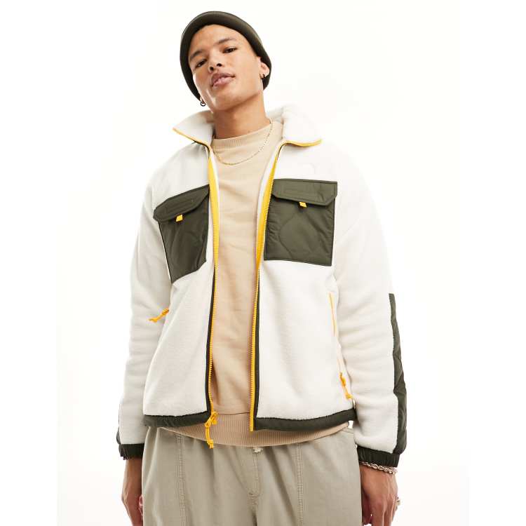 The North Face Royal Arch zip up quilted fleece jacket in off white and  khaki