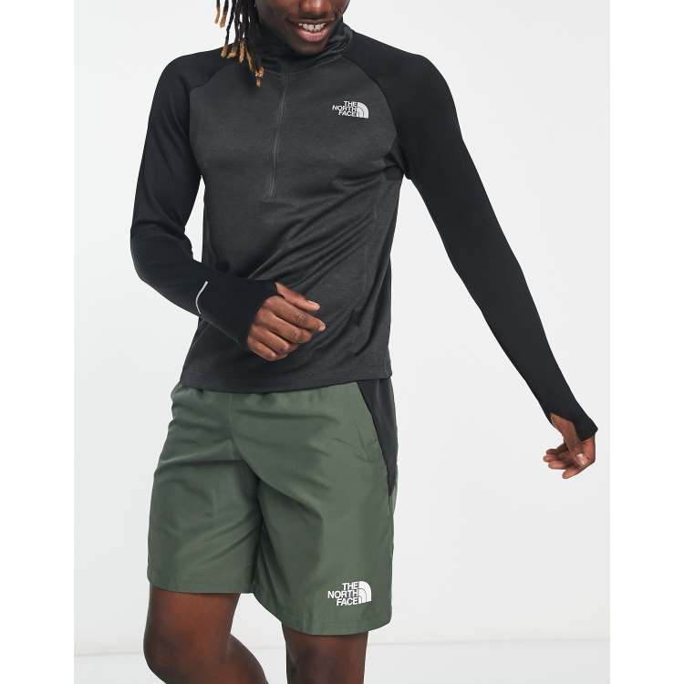 The North Face Running 1/4 Zip FlashDry long sleeve top in grey and black