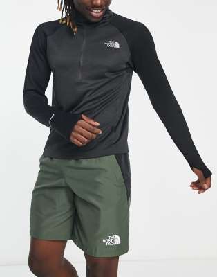 The North Face Running 1/4 Zip FlashDry long sleeve top in grey and black