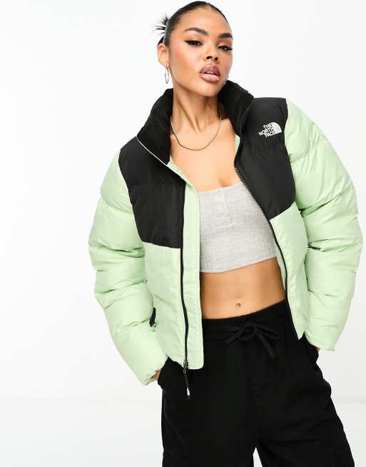 The North Face - Saikuru - Cropped gewatteerd jack in saliegroen en zwart