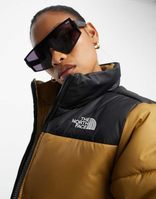 The North Face Saikuru cropped puffer in brown Exclusive at ASOS