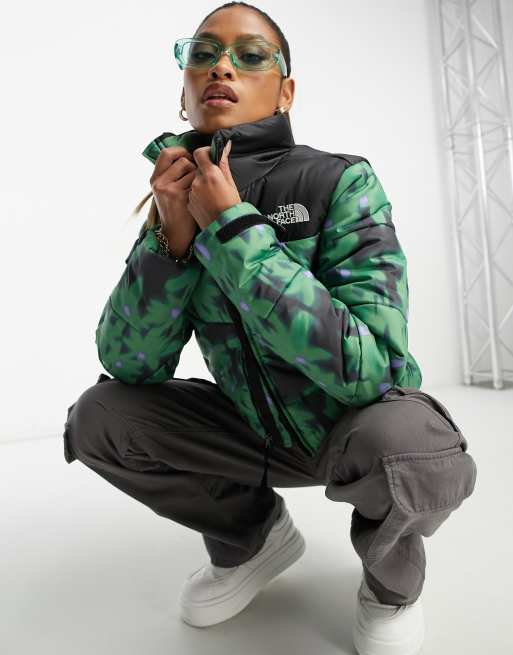 The North Face Saikuru cropped puffer in green flower print Exclusive at FhyzicsShops