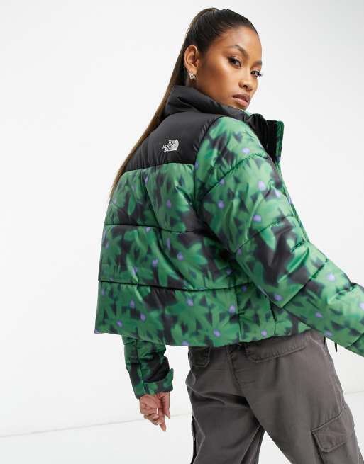 The North Face Saikuru cropped puffer in green flower print Exclusive at  ASOS