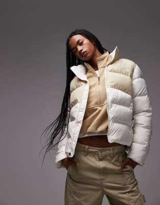The North Face The North Face Saikuru logo puffer jacket in off white