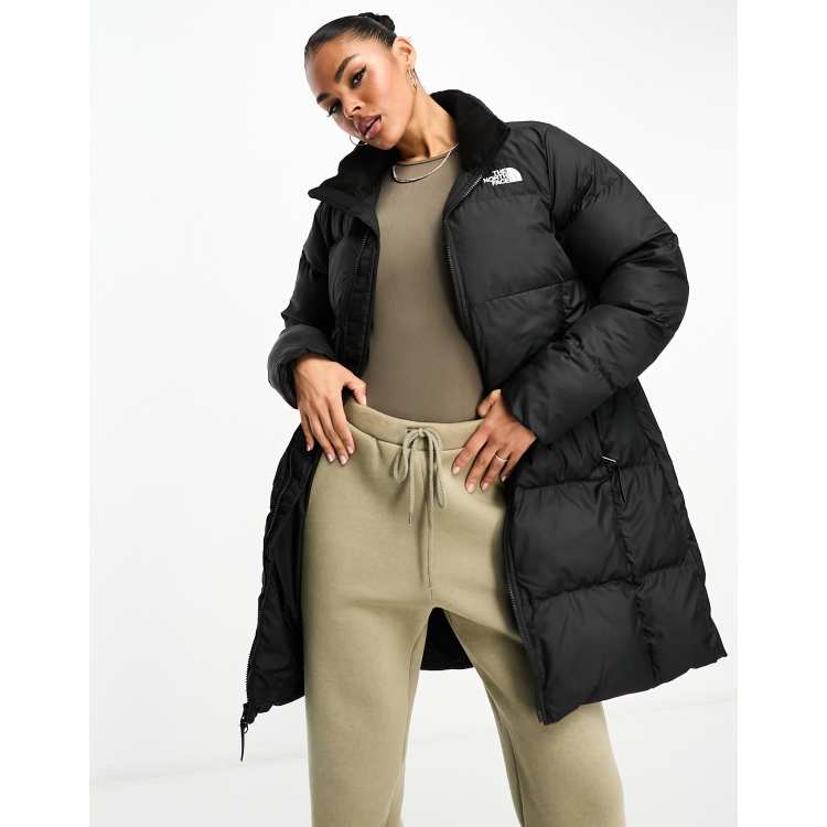 The North Face Saikuru long puffer coat in black