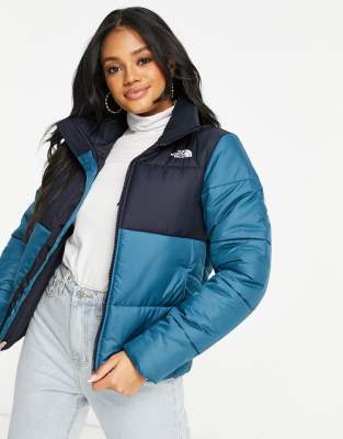 blue north face bubble jacket