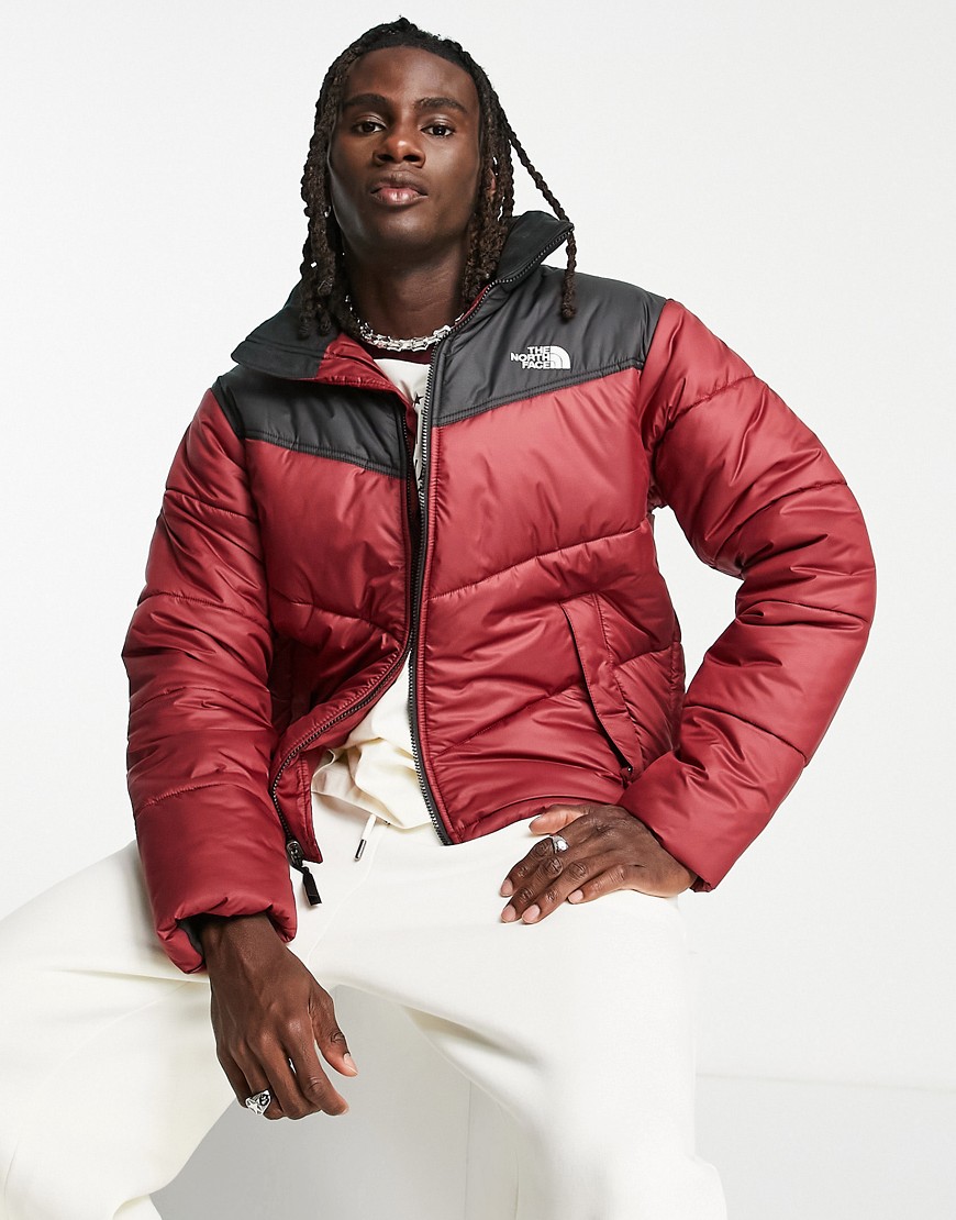 The North Face Saikuru puffer jacket in burgundy and black-Red