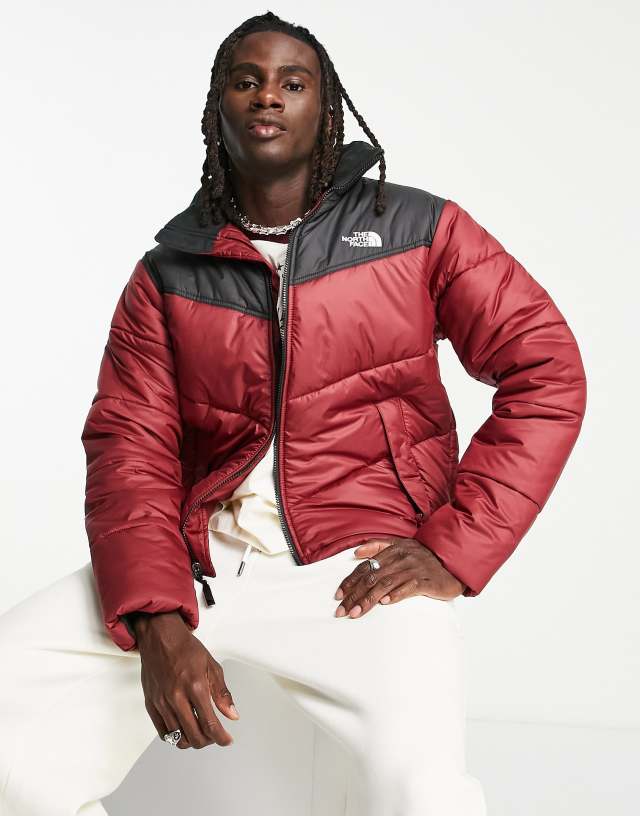 The North Face Saikuru puffer jacket in burgundy and black