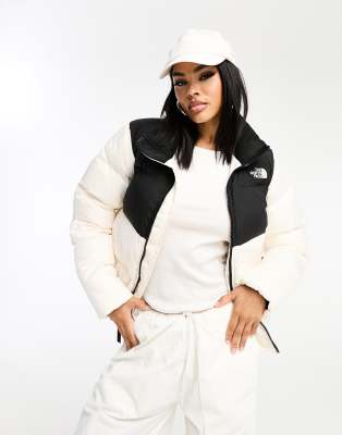 The North Face Saikuru puffer jacket in cream and black - ASOS Price Checker