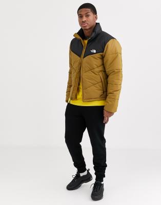 yellow north face puffer jacket